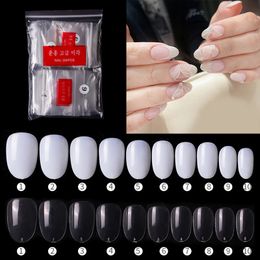 500pcs Cover Press on Nail Tips Transparent Fake short oval Acrylic False 220716