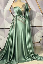 Sexy Green Strapless A-line Prom Dresses Cap Sleeve Mermaid Evening Gowns Custom Made 2022 Women Formal Party wears BC12337