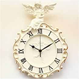 European angel the wall clock retro personality rural art clocks and watches morden design shabby chic Y200109