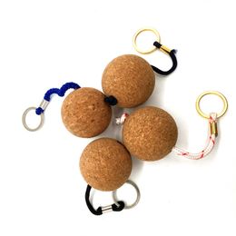 DIY Wooden Keychain Pendant Round Ball Cork Keychains Car Key Chain Gifts Keyring 35MM