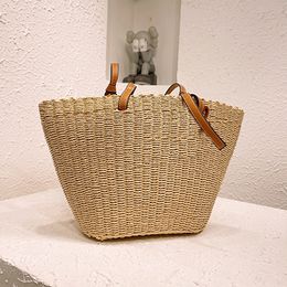 Top quality Large capacity straw Tote Shopping Bag shoulder portable casual woman's Bag Beach vacation designer classic Holiday Woven Bucket bags handbags Lo