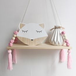 Hooks & Rails Bedroom Wall Shelf DIY Original Wood Beads Storage Organization Swing Home Decor Kids Room DecorationHooks
