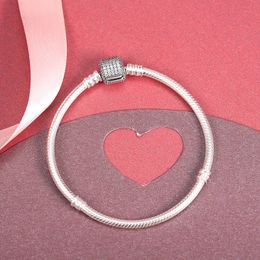 Women Girls Wedding Gift designer Charms Bracelet 925 Sterling Silver Snake Chain with Original box for Pandora Moments Sparkling Pave Clasp Bracelet