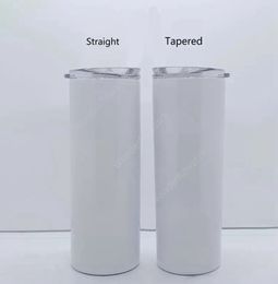 20oz sublimation straight tumblers with straw and lid blanks white Stainless Steel Vacuum Insulated tapered Slim DIY 20 oz Sea Shipping 100pcs DAW471