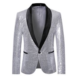 Men Gold Silver Sequin Shiny Blazers Suit Jacket Men Fashion Night Club DJ Stage performances Wedding party Jacket Coat 220815