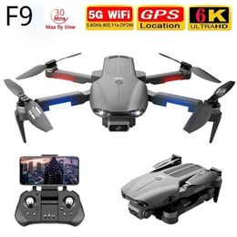 Intelligent Uav mini F9 drone 6K dual HD camera 4K professional aerial pography brushless motor foldable quadcopter RC distance 1200M 220830