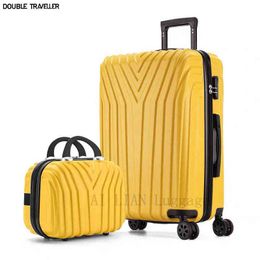Travel Suitcase With Spinner Wheels Women Trolley Luggage Set Inch Carry On ''high Capacity Zip Aluminium Frame J220708 J220708