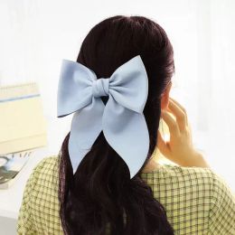 5pcs 2022 Woman Girls Ponytail Clip Sweet Retro French Bow Hairpin Hair Accessories Autumn New Fashion Pure Colour Fabric Hair clips