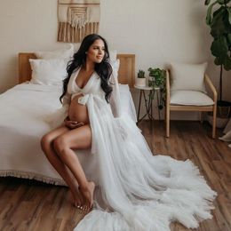 Maternity Dress for Photo Shoot 2022 Bride Prom Dresses Tulle Long Sleeve Robes Evening Gowns vestido de novia
