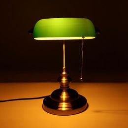 Table Lamps European Classic Retro Minimalist Banker Desk Lamp E27 With Switch Green Glass Shade Bedroom Study Home Reading DTable