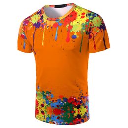 Large Men's T-shirts Plus Size Tees & Polos Custom Splashed Paint Style Oversize 3D Printing t Shirt Breathable Round Collar Short Sleeve For Big Tall Men or Women