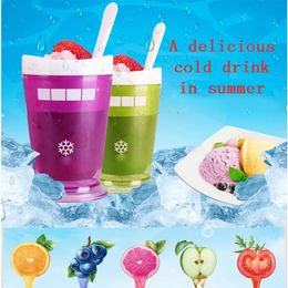 Portable Slush Shake Maker Cup Smoothie Cup Ice Cream Moulds Freeze Popsicle Spoon homemade Juice Summer Cool Creative Cups