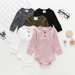 13 Colours Solid Cotton Rompers For Baby Girls Boys Jumpsuits Newborn Triangle Buttons Playsuit Casual Boutique Clothes