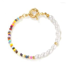 Beaded Strands Summer Product Rice Bead Pearl Ship Rudder Fishing Line Bracelet Mori Series Personality Simple Jewellery Trum22