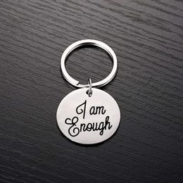 I Am Enough keychain Inspirational Encouragement Stainless Steel Key Chain Personalised Diy Gift