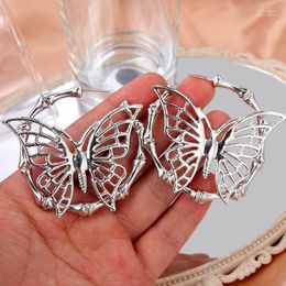 Hoop & Huggie Trendy Simple Hollow Butterfly Bamboo Earrings For Women Silver Colour Geometric 2022 Punk Hiphop Jewelry1 Odet22