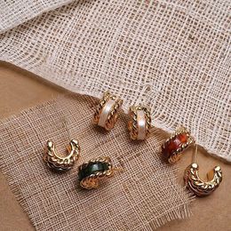 Korean Vintage Shell Acrylic Resin Small C Shape Hoop Earrings For Women Fashion Bijoux Temperament Pendientes Brincos1