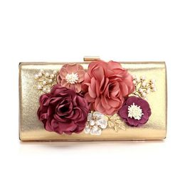 Evening Bags Wedding Party Women Flower Fashion Small Day Clutches With Chain Shoulder Lady Shell Beaded Purse Handbags YM1549Evening
