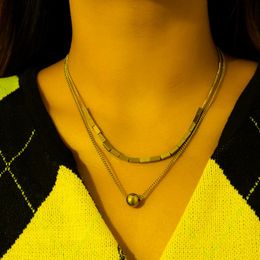 Chokers Lacteo Punk Silver Colour Beads Pendant Necklaces Set For Women Men Hip Hop Double Metal Chain Necklace Jewellery Accessories GiftsChok
