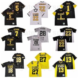 C202 US ARMY 1 Stefon Diggs Jersey All American Bowl Football 7 Patrick Peterson 13 Ezekiel Elliott 27 Christian McCaffrey Black Yellow White