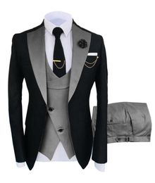 High Quality Shawl Lapel Beige One Button Groom Tuxedos Men Suits Wedding Prom Dinner Man Blazer Jacket Pants Tie Vest W18246u