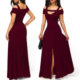 Women s Dresses Casual Long Maxi Evening Party Beach Dress Solid Wine Red Black Square Collar Summer Costume 226014