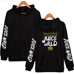 Hot Singer Juice Wrld Zip Hoodies in Boys/girls Long Sleeve Autumn Warm Cotton Sweatshirts Hip Hop Loose Fashion High Quality Hoodie
