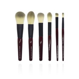 Classic Brown Makeup Brushes 6Pcs/Set Portable Size Soft Natural Goat Horse Hair Make up Brush Kit BB Makeup Tools