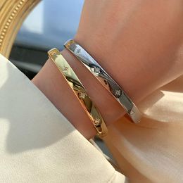 Bangle Fashion Simple S925 Silver Starlight Open Bracelets Women Holiday Gift Retro Luxury Star Jewellery Accessories WholesaleBangle