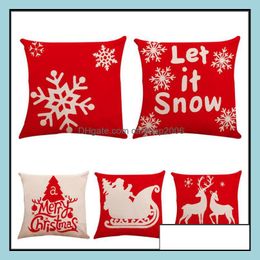 Pillow Case Bedding Supplies Home Textiles Garden Ll Snowflake Ers Cotton Line Embroidered Cushion Er Dhyxs