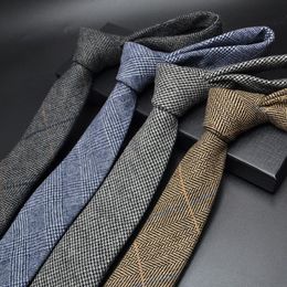 High Quality Wool Narrow Tie For Male Work Casual Wedding Groom 6cm Neckties Neckwear Formal Neckcloth Groomsmen Ties Men Gifts