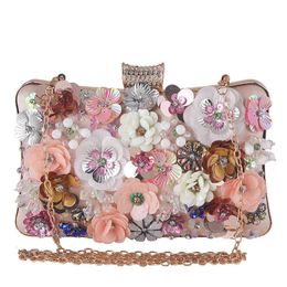 2022 Modern Clutch Korea New Fashion Small Trendy Ladi Dinner Handmade Flower Unique Chain Evening Bag For Sale