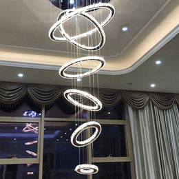 Pendant Lamps Villa duplex building large chandelier modern minimalist living room hollow Nordic loft apartment stairwell long chandelier