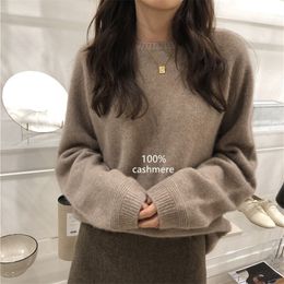 Autumn and winter new thick cashmere sweater round neck raglan sleeve ladies sweater loose short base sweater LJ201112