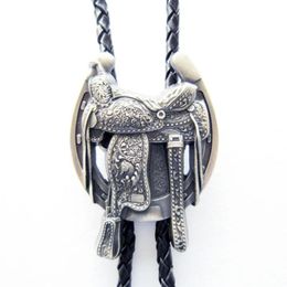 Bow Ties Silver Plating Saddle Horseshoe Cowboy Boots Bolo Tie Neck Necklace Also Stock In US