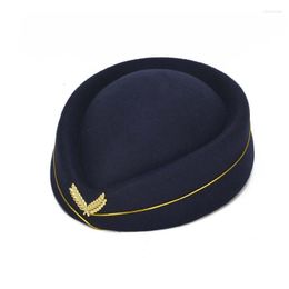 Berets Women Elegant Stewardess Cadet Uniform Hat Caps Wool Felt Pillbox Air Hostesses Beret Costume Cosplay Musical PerformanceBerets Chur2