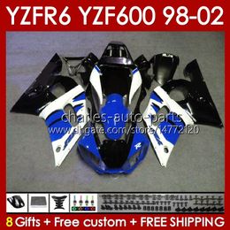 Bodywork For YAMAHA YZF 600 CC YZF-600 YZF-R6 1998 1999 2000 2001 2002 Bodys 145No.118 YZF600 600CC YZF R6 R 6 98-02 Frame YZFR6 98 99 00 01 02 OEM Fairing Kit blue glossy