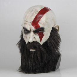 Game God Of War Mask Cosplay Kratos Latex Halloween Scary Horror Masquerade Decorations Party Props Drop