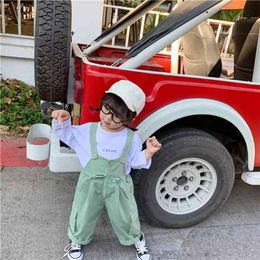 Fashion girls solid color oversized overalls boys cotton fashion loose suspender trousers 210708