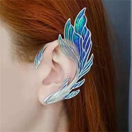 Non Piercing Ear Clips Earrings for Women Iridescent Butterfly Fish Ear Dragon Jewellery Ear Hook Single Left Earrings GC1341