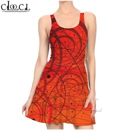 Simple Lines Colourful 3D Print Women Casual Fashion Sleeveless Dress Sexy Slim Beach 220617