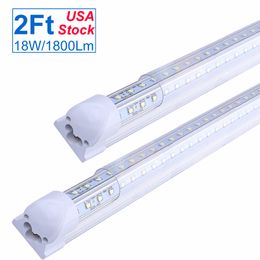 2Ft LED Shop Light Fixture , 24'' T8 Integrated LED Tube, 2 Foot Linkable Bulbs for Garage, Warehouse, V Shape, 2' Strip Bar ,18W 20W 1800LM OEMLED