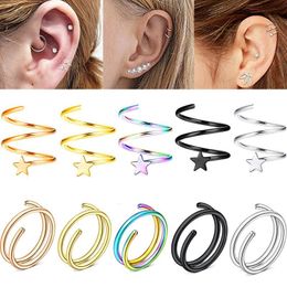 Hoop & Huggie Earring Double Nose Ring Twist Tragus Cartilage Piercing Star Labret Lip Ear JewelryHoop HuggieHoop