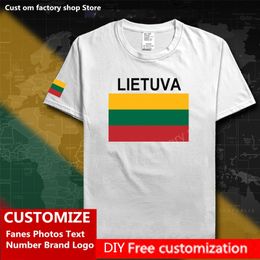 LIETUVA Lithuanian Cotton T shirt Custom Jersey Fans DIY Name Number Brand High Street Fashion Hip Hop Loose Casual T shirt 220616gx