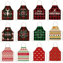 Linen Merry Christmas Apron Decorations for Home Kitchen Accessories Natal Navidad Year Gifts Y201020