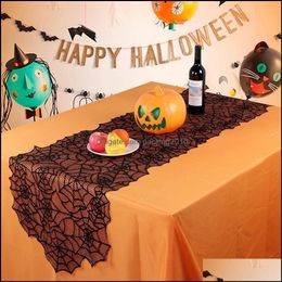 Halloween Table Decoration Black Lace Spider Web Tablecloth Fireplace Scarf Creative Tables Cloth Er Party Home Decor Gga2684 Drop Delivery