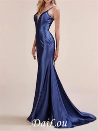 Party Dresses Beautiful Back Sexy Engagement Formal Evening Dress V Neck Sleeveless Sweep / Brush Train Charmeuse With SleekParty
