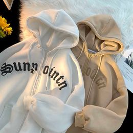 Y2K Zip Up Oversized Sweatshirts autumn Spring Hoodies Women Grunge Hooded Jacket Streetwear Casual Aesthetic Clothing