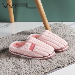 WFL Womens Shoes Flannel Home Warm Soft Cotton Slipper and Men Couple Indoor Cute Plush Soft Cotton House Slippers Y201026