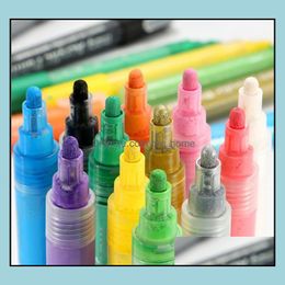 Acrylic Paint Pens Permanent Paintpen 12 Color/Set For Paper Canvas Wood Glass Stone Ceramic Fabric Painting Fashion Diy Crafts Drop Deliver